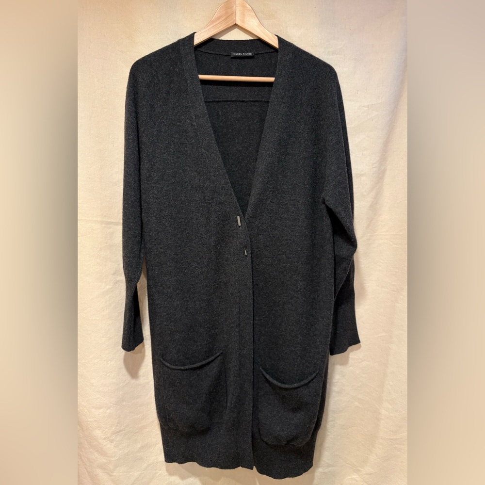 EILEEN FISHER cashmere cardigan with pin S/M